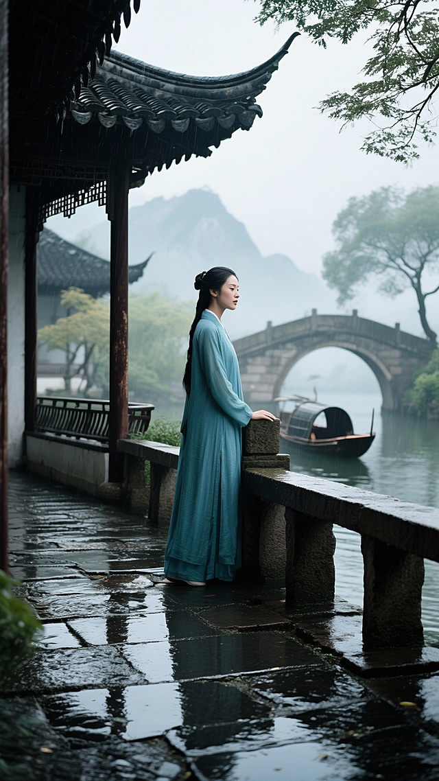 請仔細分析以下的歌詞,包含意境,意義,氛圍...等,不要遺漏任何細節,分析後,請生成切合這首歌詞意境與風格的20張分鏡圖,圖片風景美麗,山水壯麗,色彩艷麗,女的美麗可愛,男的帥氣英挺,圖片與圖片之間要求要有強烈的相關聯,且人物,環境,文化背景,風格,腳色等都要一致性,要求所有的圖片尺寸為"9:16", 電影唯美真人寫真風格,32K超高畫質,確保圖片裡不要有任何文字,也不要有血腥,戰爭,流血的任何畫面,畫面要求有張力,能觸動人心,引發共鳴,大師史詩級作品 :

"
[Verse]
水墨丹青勾勒你的眉眼
青衣長衫掩不住你風華
執筆為你寫下千言萬語
落款處是我深情的名字啊
你轉身的瞬間衣袂飄飄
像畫中仙子下凡塵世
我願做那支畫筆
將你永遠留在畫卷裡

[Pre-Chorus]
一筆一畫都是思念
墨色深淺訴衷腸

[Chorus]
墨染青衣畫中人
這相思入骨三分
就算時光匆匆流逝去
就算容顏會老去
這幅畫裡你永遠年輕
是我心中最美風景
"