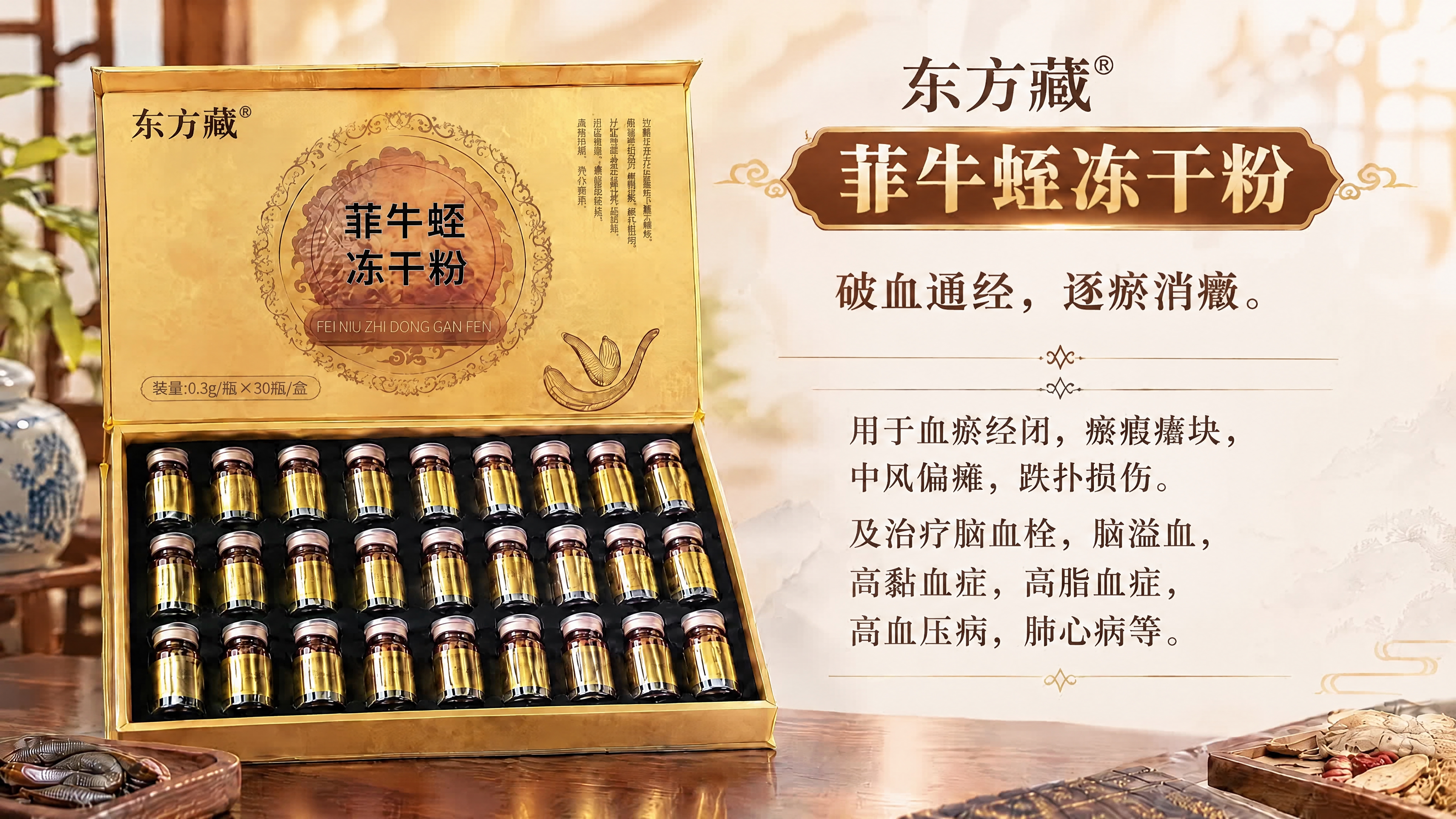 基于参考图修改：右侧'破血通经，逐瘀消癥。'这行文字的字号再缩… - 图片创意预览
