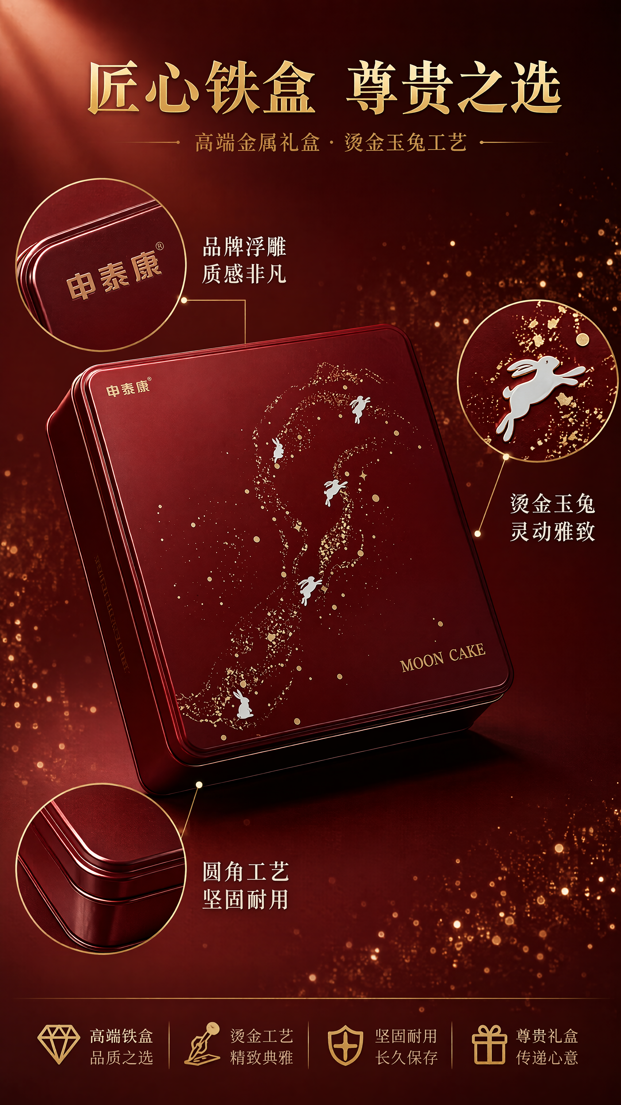 [第3张] 铁盒介绍1 - 外观工艺与玉兔设计细节。本张使用【… - 图片创意预览