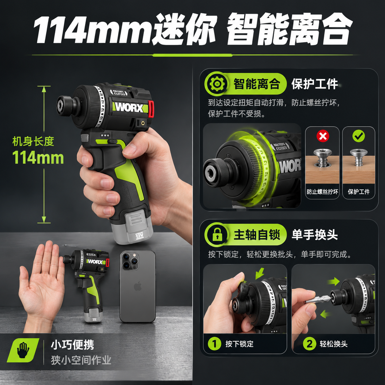 [主图-3] 迷你机身+智能离合图，主题：114mm迷你机身… - 图片创意预览