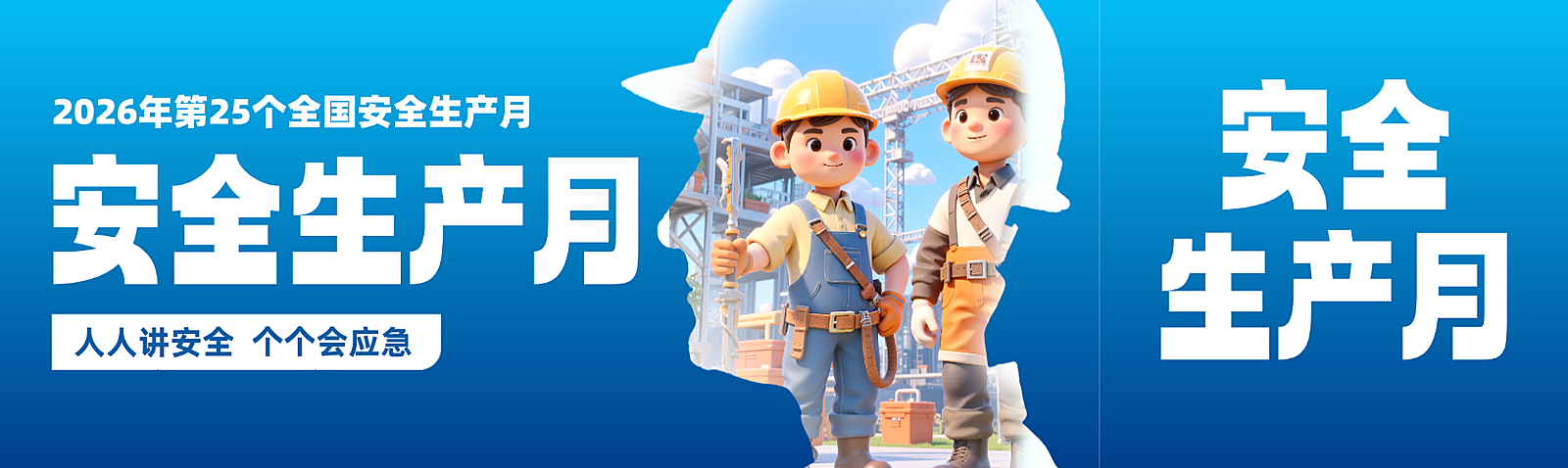 全国安全生产月公益宣传卡通风微信公众号双封面