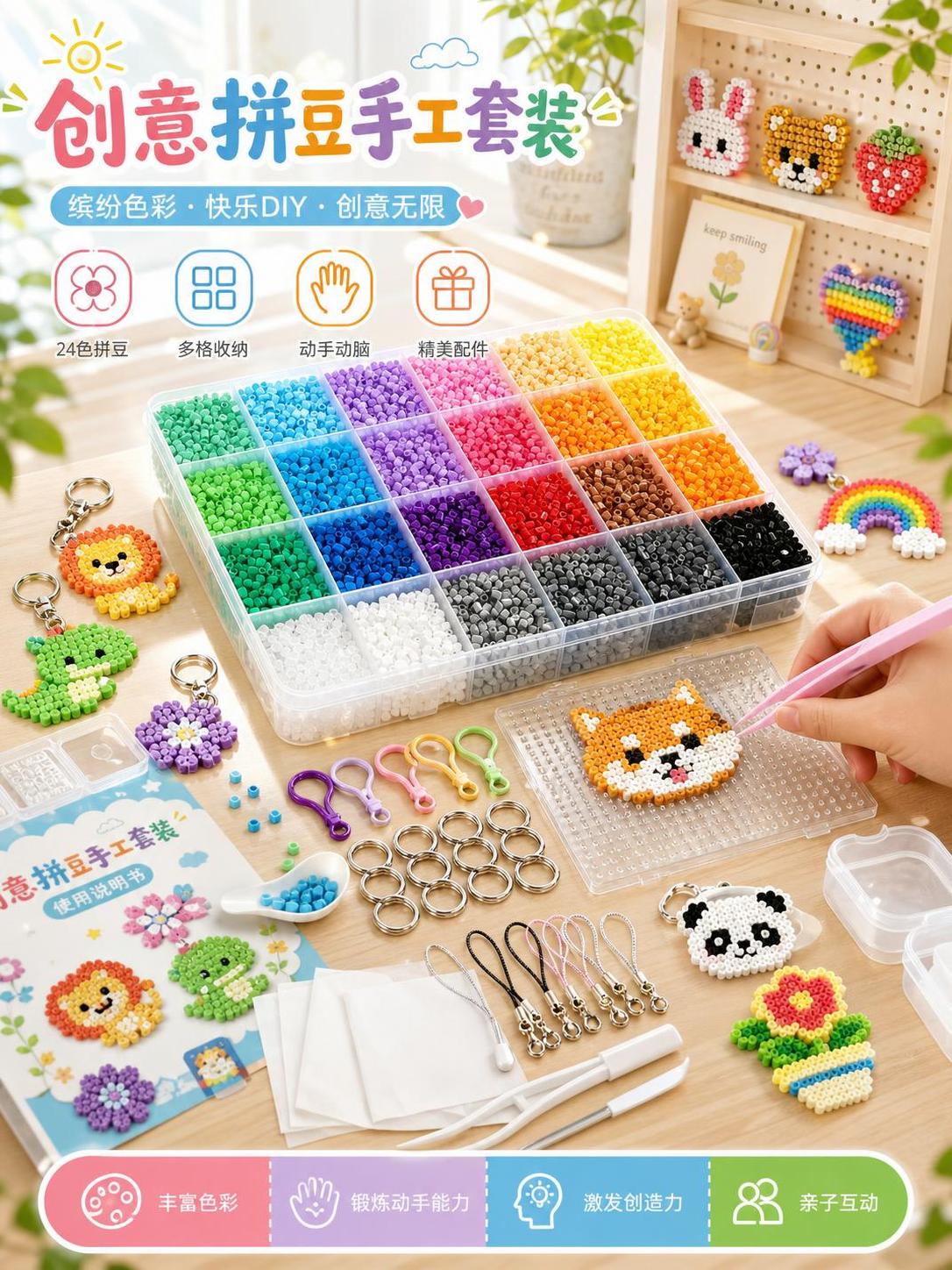参考图1的明亮清新、色彩丰富的产品展示风格，重新生成画面内容。… - 图片创意预览