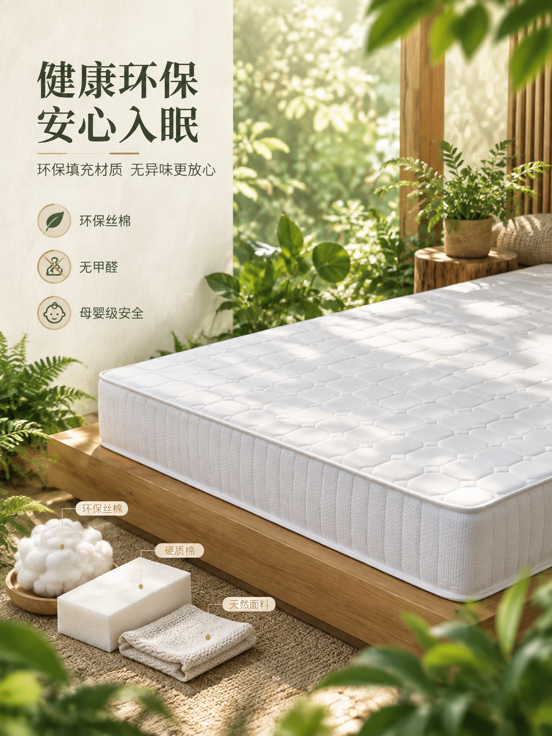 [商品] 使用【图2】【图4】白色方格绗缝床垫；商品处理：保留… - 图片创意预览
