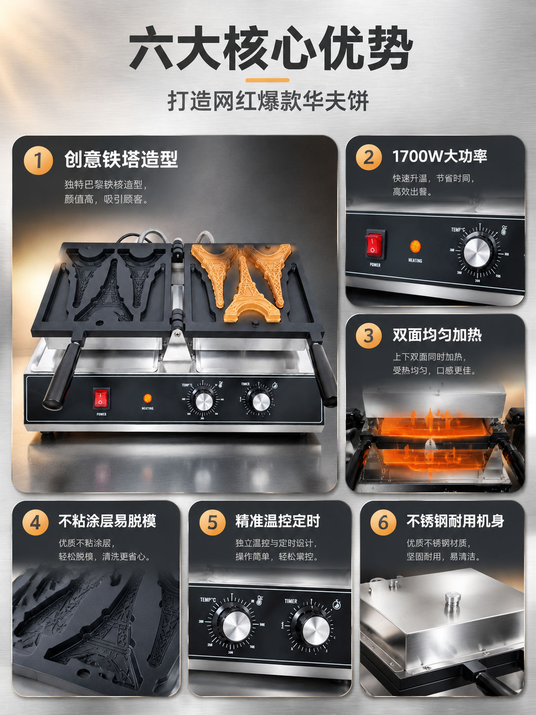 [商品] 使用【图1】【图3】巴黎铁塔华夫饼机；保留双板结构、… - 图片创意预览