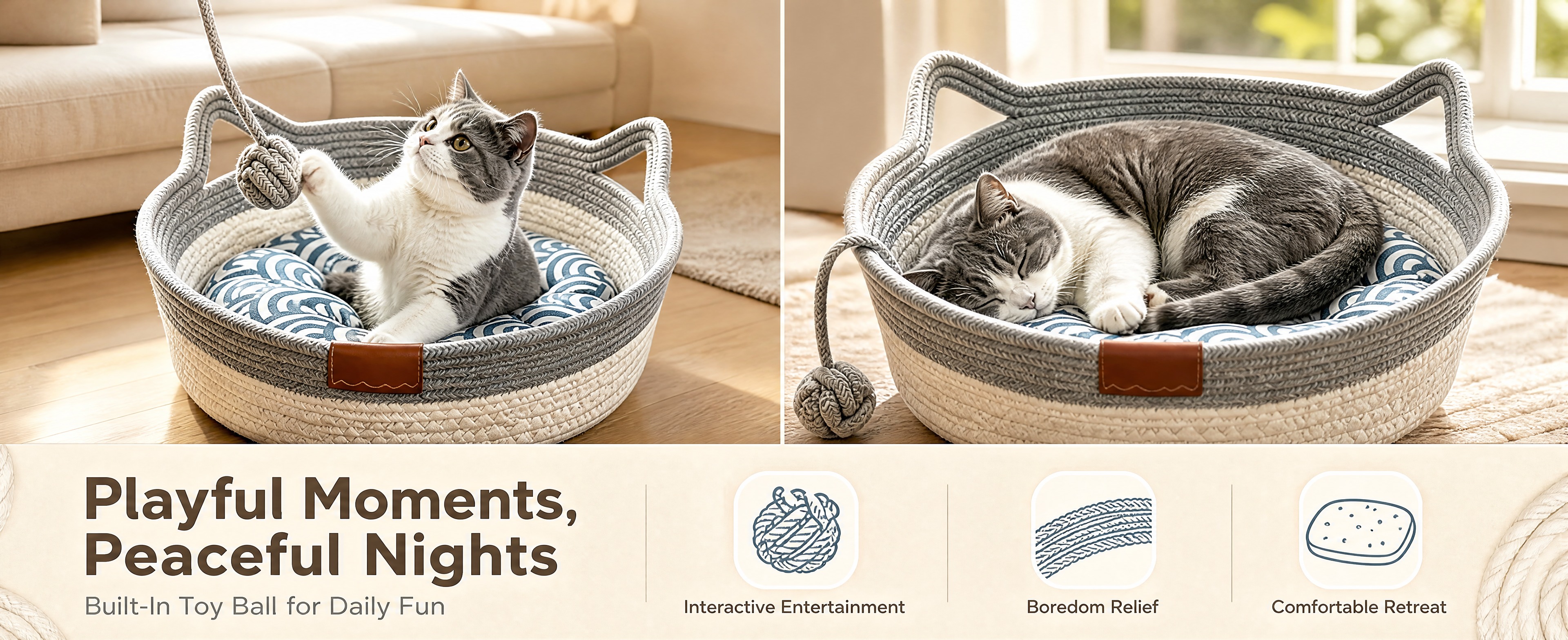 [商品] 使用【图3】【图8】猫耳编织猫窝；保留猫耳造型篮体、… - 图片创意预览