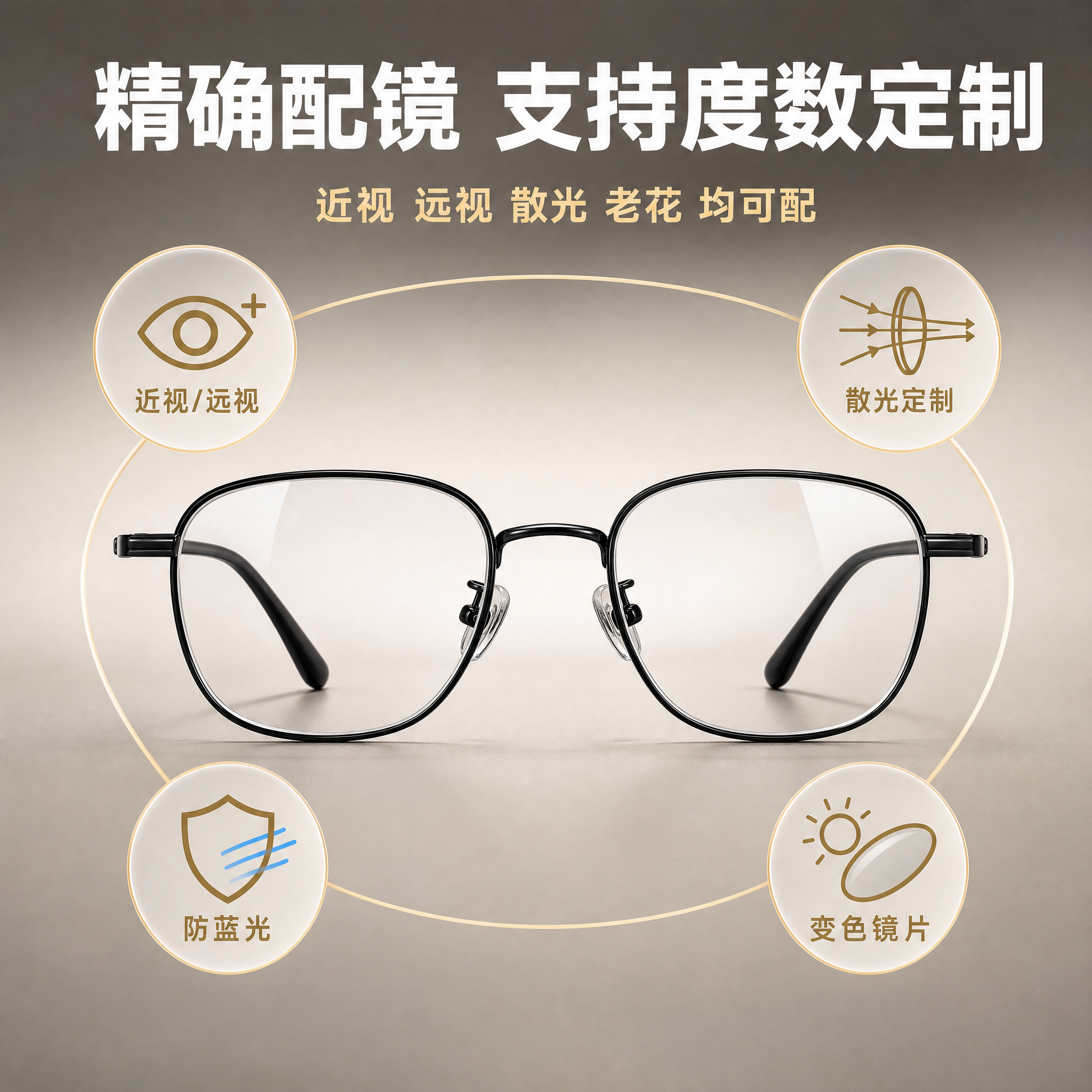 [主图-4] 主题：精确配镜 专业度数定制。唯一任务：展示配镜… - 图片创意预览