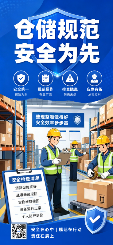 全国安全生产月公益宣传卡通插画全屏竖版海报预览效果
