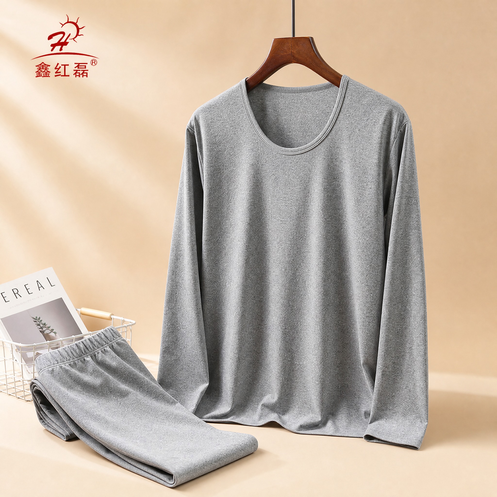 [主图-1] 简约品质风格男士莱卡棉保暖内衣套装主图，突出产品… - 图片创意预览