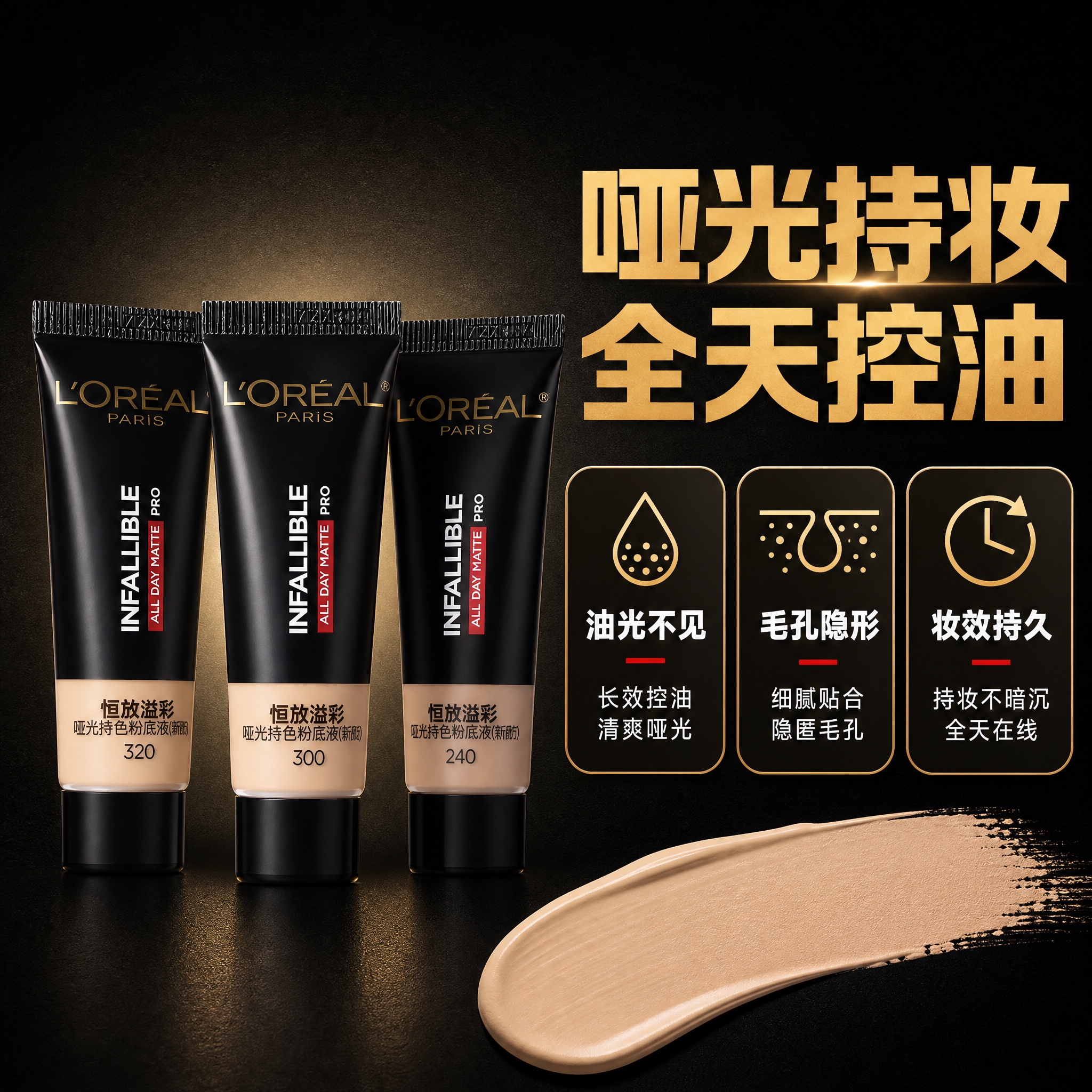 [主图-2] 核心功效 哑光持妆控油。 [统一基调] 拼多多风… - 图片创意预览
