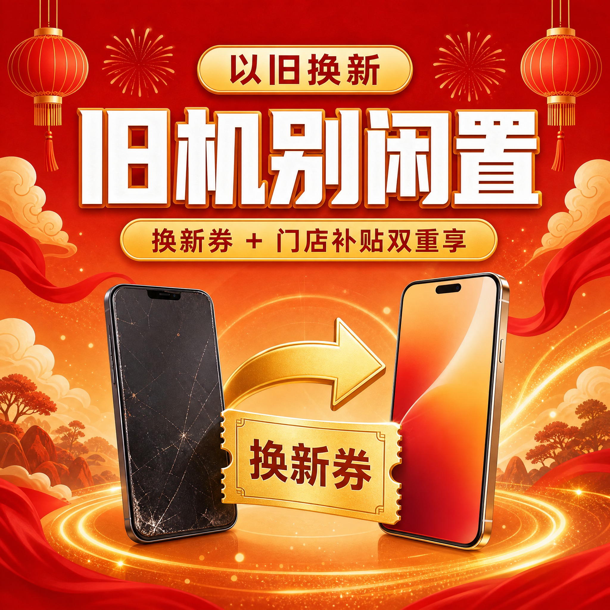 参考这张公众号封面图的风格基准（中国红到暖金渐变背景、白色粗黑… - 图片创意预览