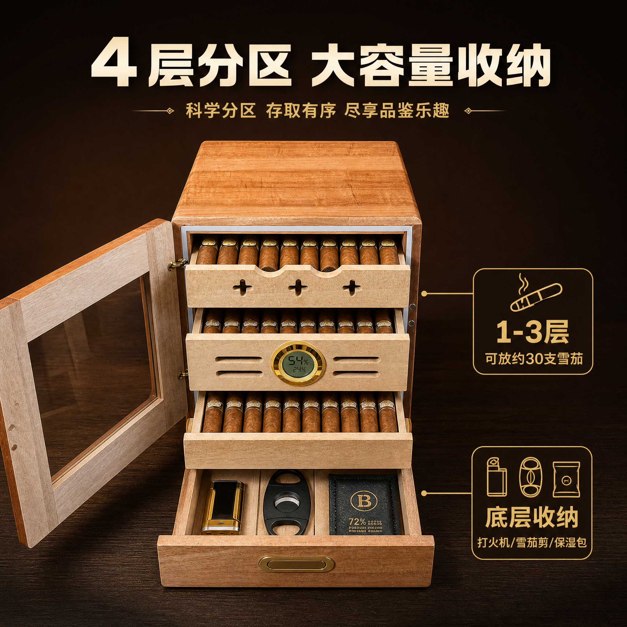 [主图-2] 主题：4层大容量分层收纳结构展示，证明产品能装、… - 图片创意预览