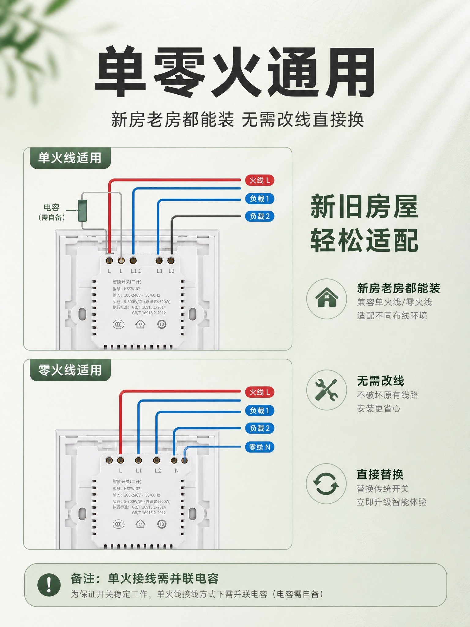 [商品] 使用二开白色智能开关，AG肤感玻璃质感，展示背面接线… - 图片创意预览