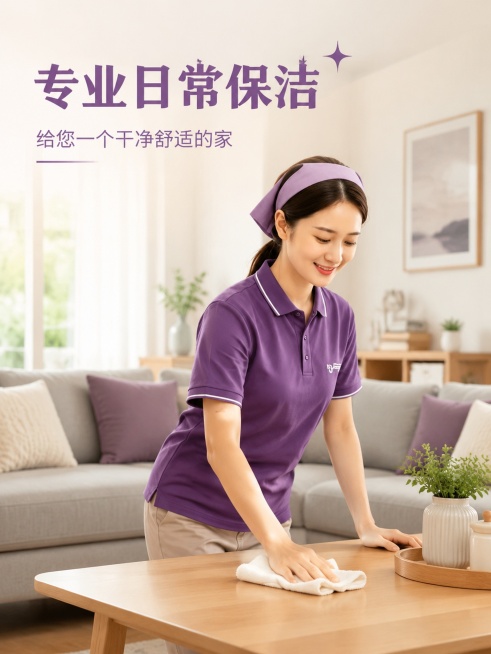 图不够精致，人物动作没什么变化，我们是日常保洁，开荒可用。再生成一次预览效果