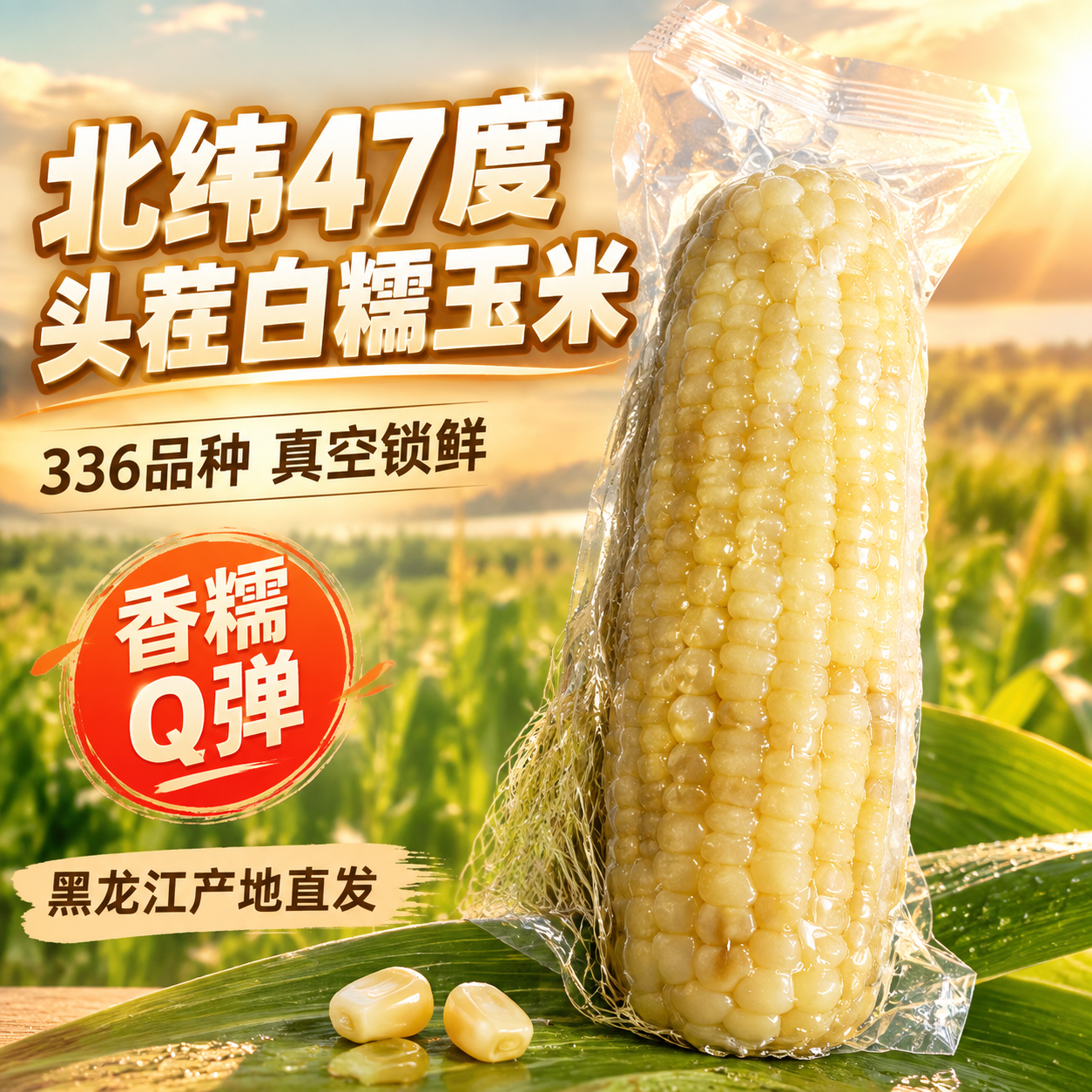 [主图-1] 首图点击率，主题为黑龙江北纬47度头茬白糯玉米3… - 图片创意预览
