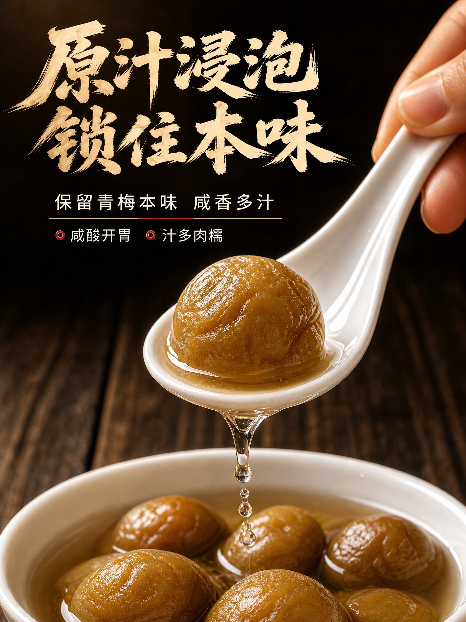 [商品] 使用【图11】白瓷勺舀起咸水梅的动态实拍主图作为主体… - 图片创意预览