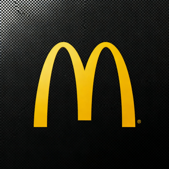 生成标准的麦当劳M形logo，金黄色拱门标志，纯透明背景，保存为PNG格式，标志清晰干净，整体简洁干净的品牌标识预览效果