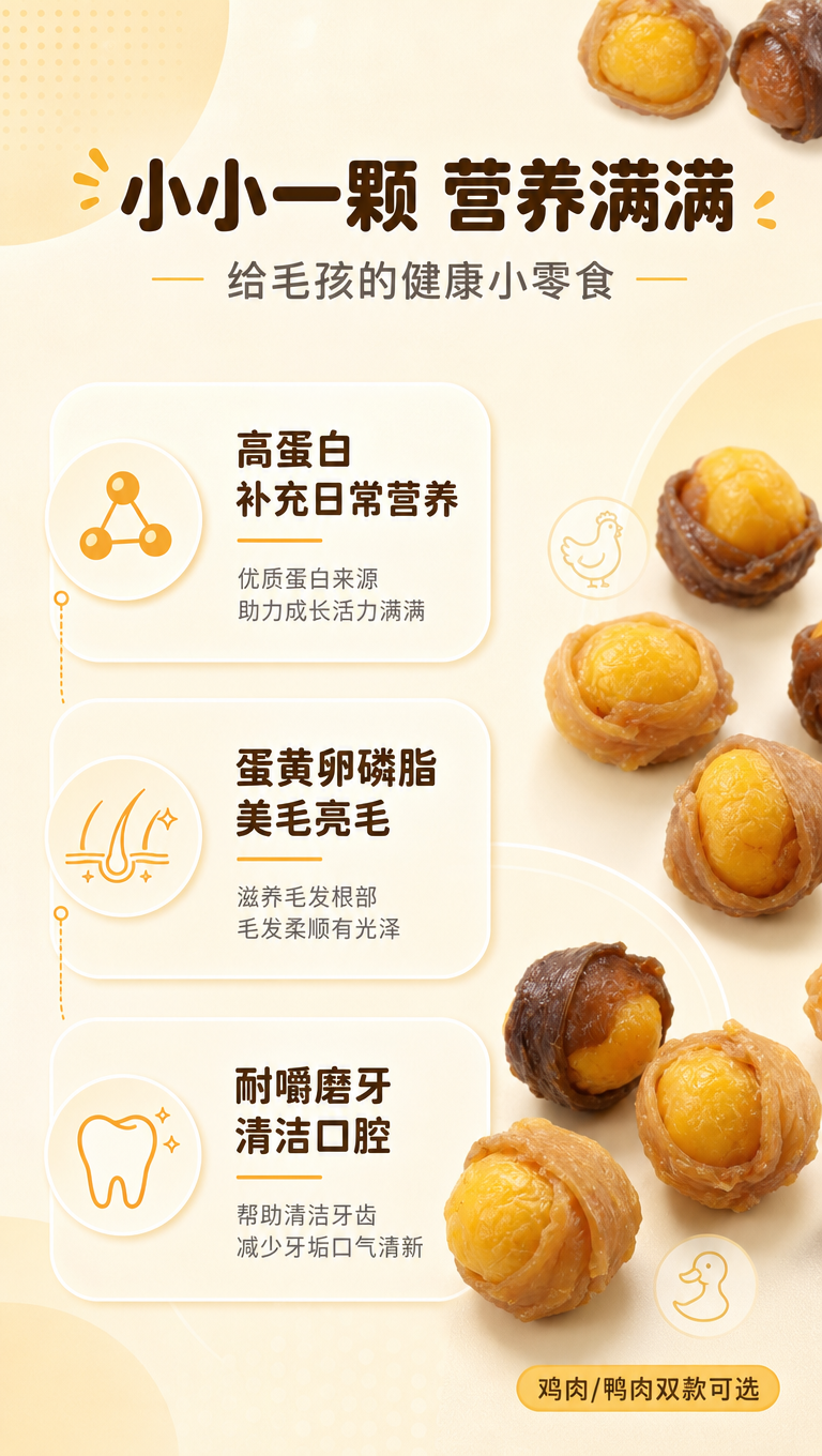[商品] 使用【图1】肉绕蛋黄宠物零食，浅色鸡肉款和深色鸭肉款… - 图片创意预览