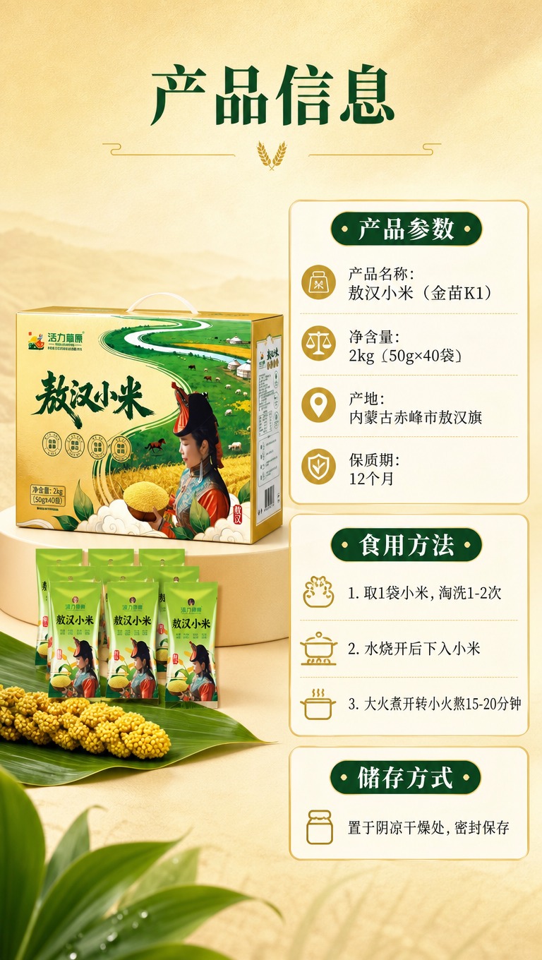 [商品] 使用【图1】敖汉小米礼盒+独立小袋图；保留礼盒外观、… - 图片创意预览