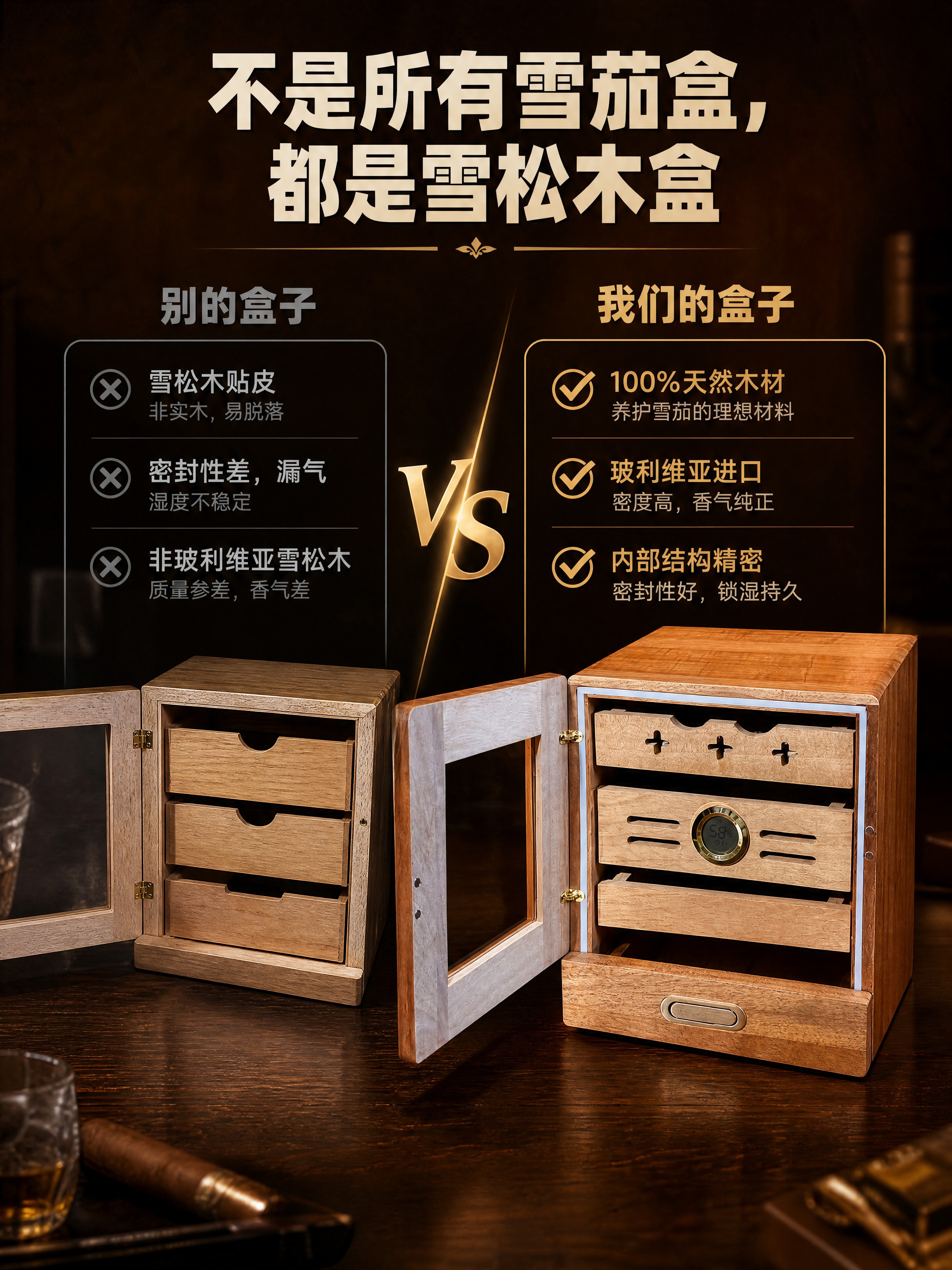 [商品] 使用【图2】雪松木雪茄保湿柜开门图作为我方产品展示；… - 图片创意预览