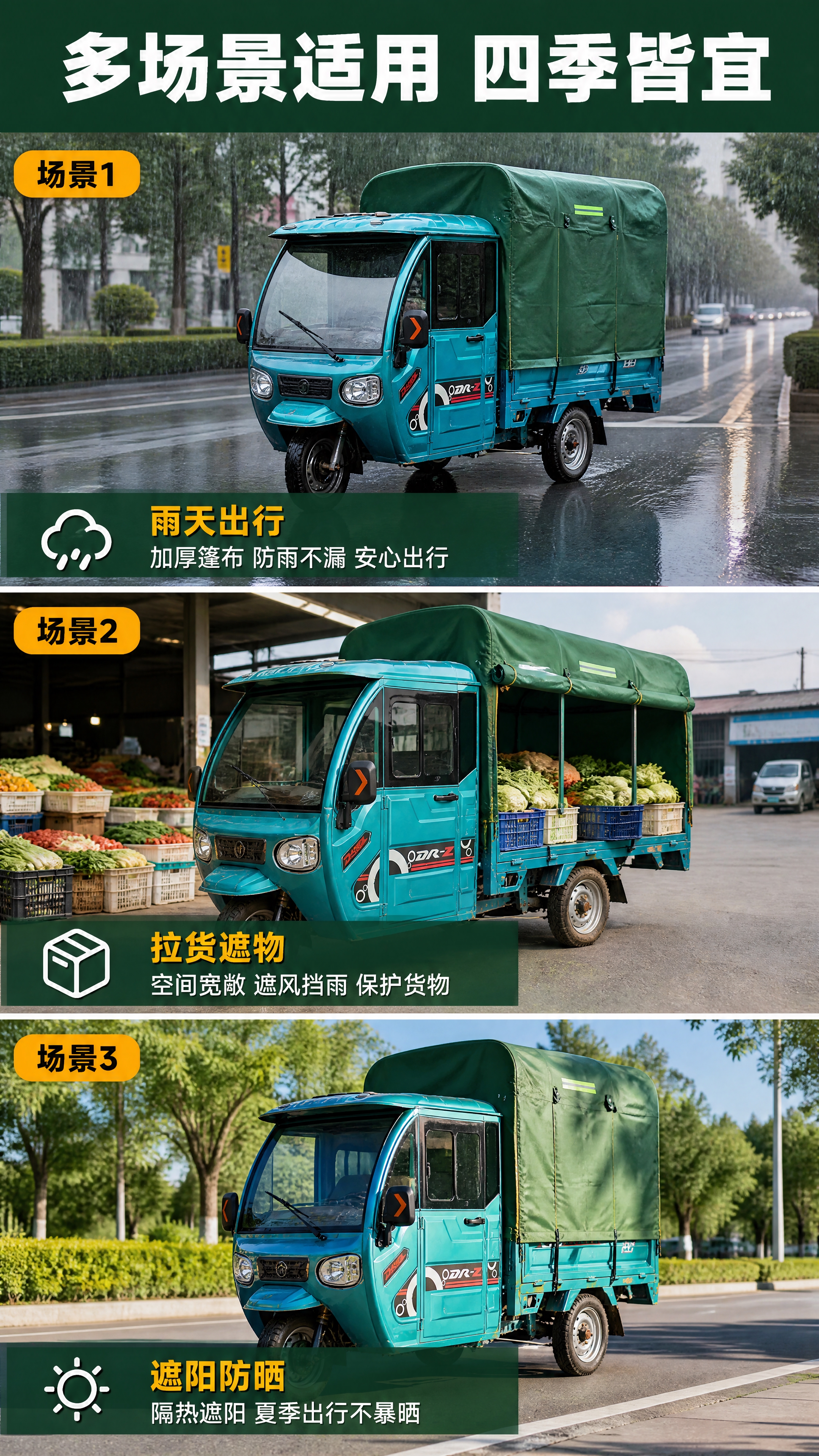 [商品] 使用【图1】【图3】【图5】电动三轮车专用雨棚；保留… - 图片创意预览