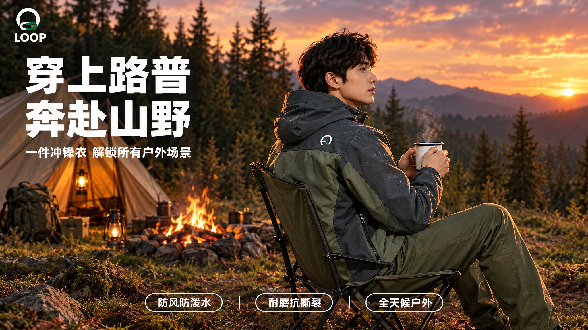 [轮播图-3] 露营场景轮播 [商品] 使用【图1】军绿拼深灰… - 图片创意预览