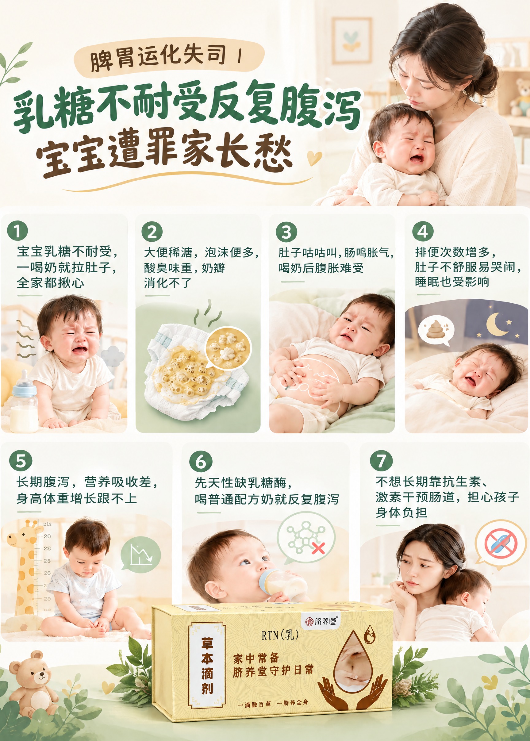 将脐养堂草本滴剂RTN(乳)产品盒子完整放入第一张宝宝脾胃健康… - 图片创意预览