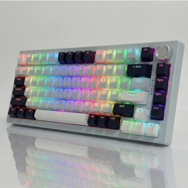 键盘键帽增加RGB光效，键帽上的字母不要变动预览效果