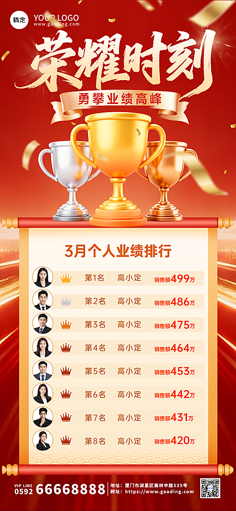 金融喜报战报销售排行榜荣誉榜全屏竖版海报