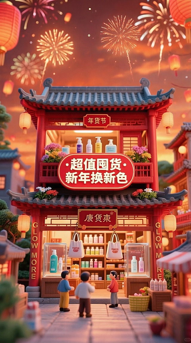 柱子上刻着GLOW MORE的字样