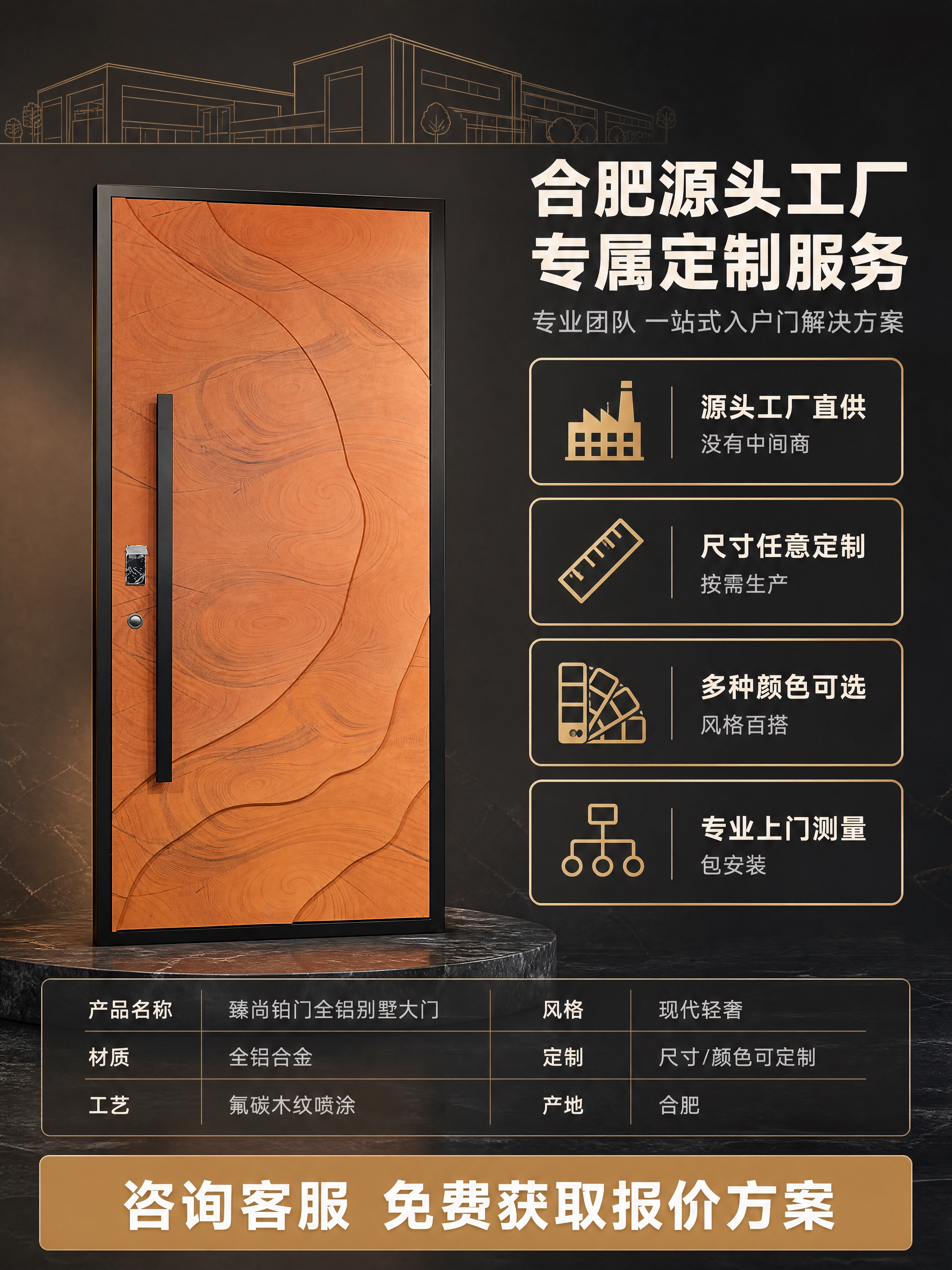 [商品] 使用【图1】臻尚铂门流线年轮浮雕全铝别墅大门；保留产… - 图片创意预览