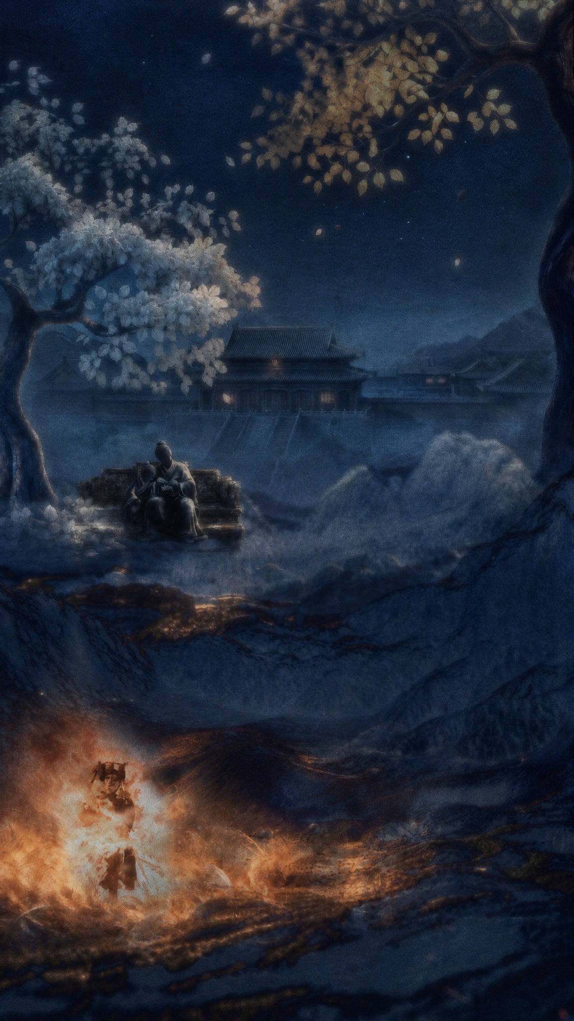 将第一张东方奇幻插画转换为第二张参考图的概念插画风格，严格保持… - 图片创意预览