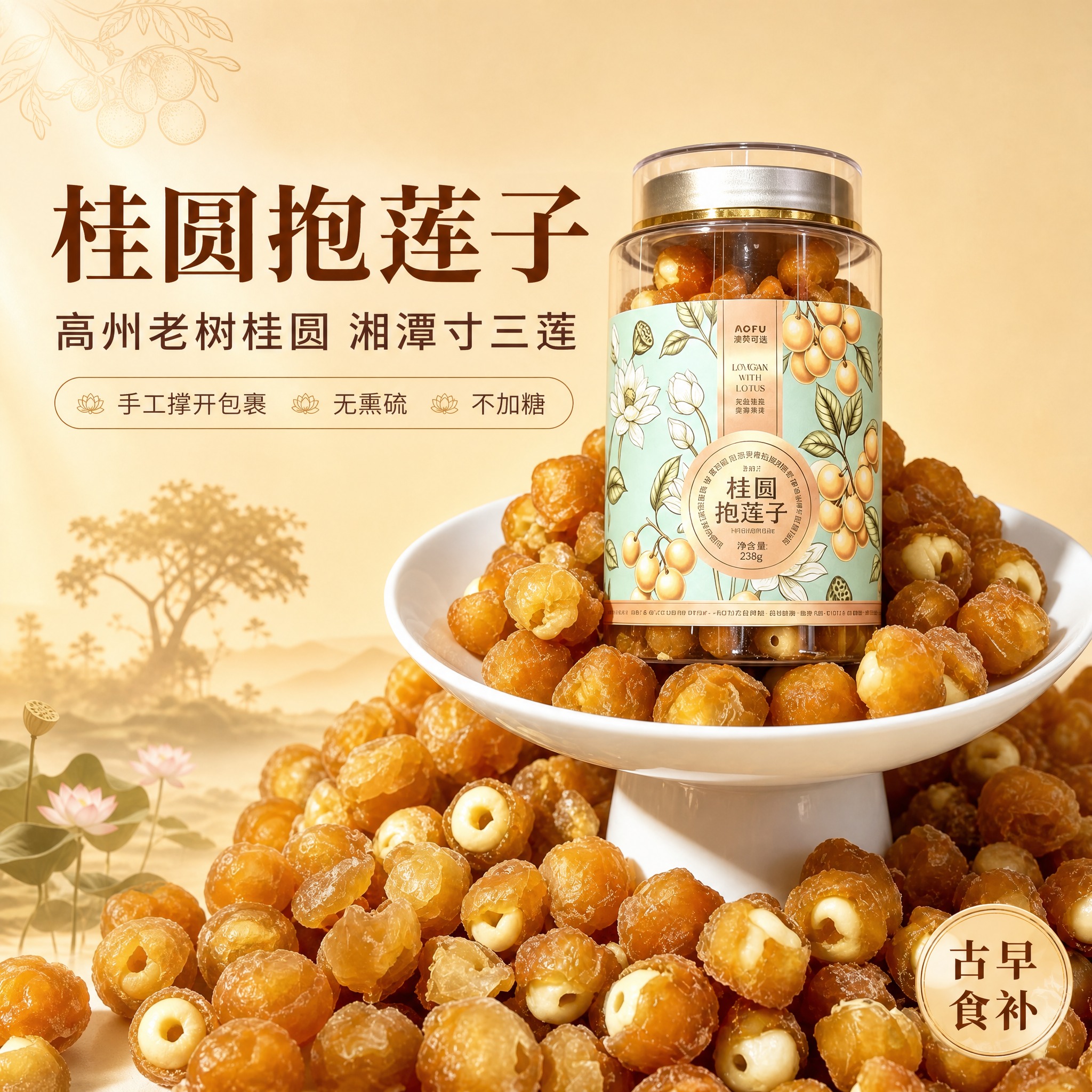 [主图-1] 广东高州老树桂圆抱莲子 首图点击率 食欲感与品质… - 图片创意预览