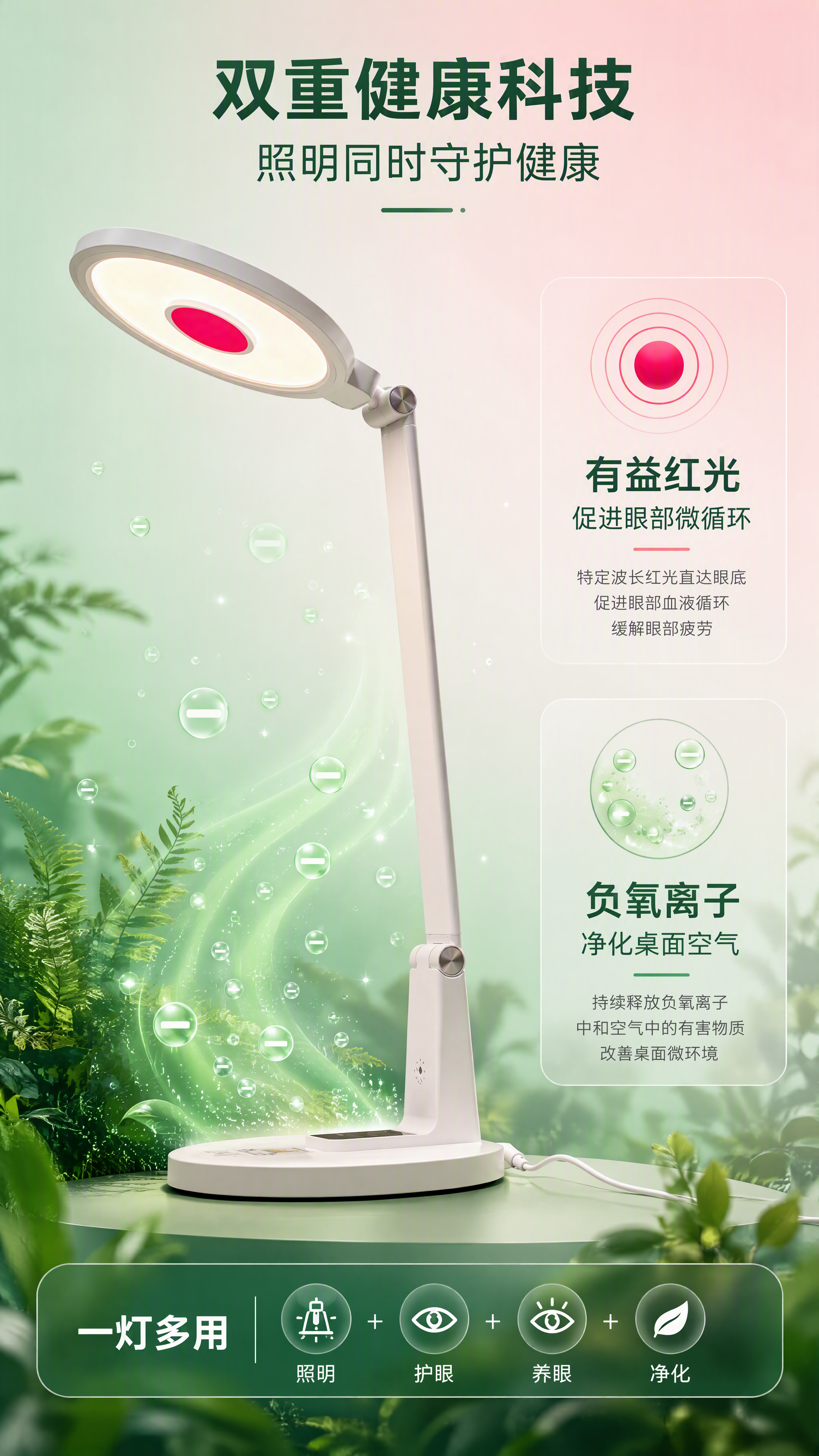 [第4张] 详情页健康功能亮点——有益红光+负氧离子双重健康科… - 图片创意预览