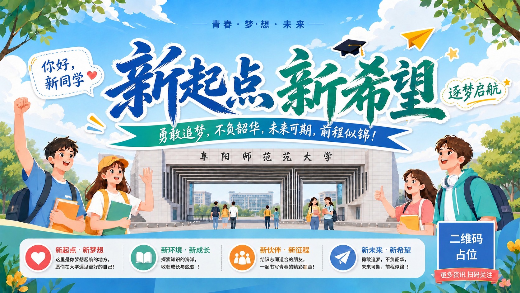 保留海报所有背景、人物、装饰元素和副标题不变，仅修改主标题"新… - 图片创意预览