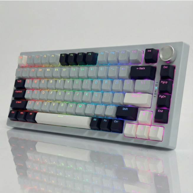 键盘键帽增加RGB光效，键帽上的字母严格按照图2的字母来预览效果