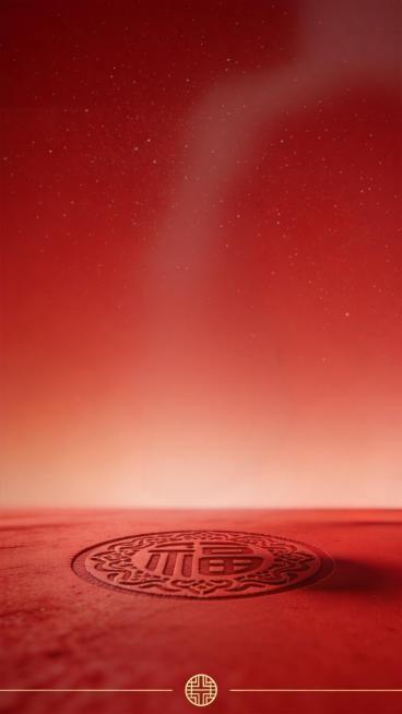 极简主义红金时尚3D超写实海报，渐变红背景，带明显胶片颗粒感和高ISO噪点纹理。画面顶部横向书写占据宽度80%的巨大金色粗体衬线英文标题“HORSE YEAR”，与主体穿插，旁边有小字“农历丙午年（马预览效果