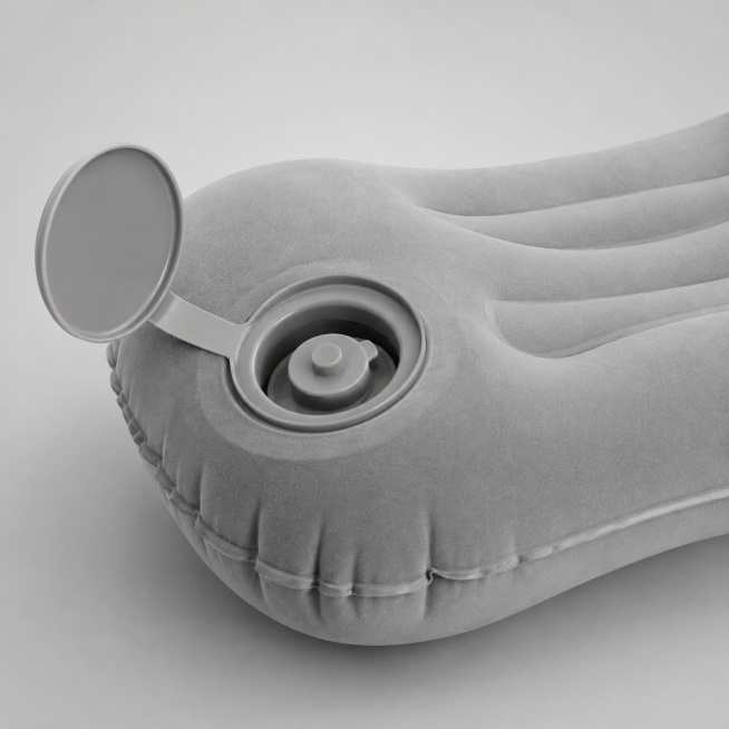 Based on the provided product image, generate a detail main image for a cloud gray inflatable pillow预览效果