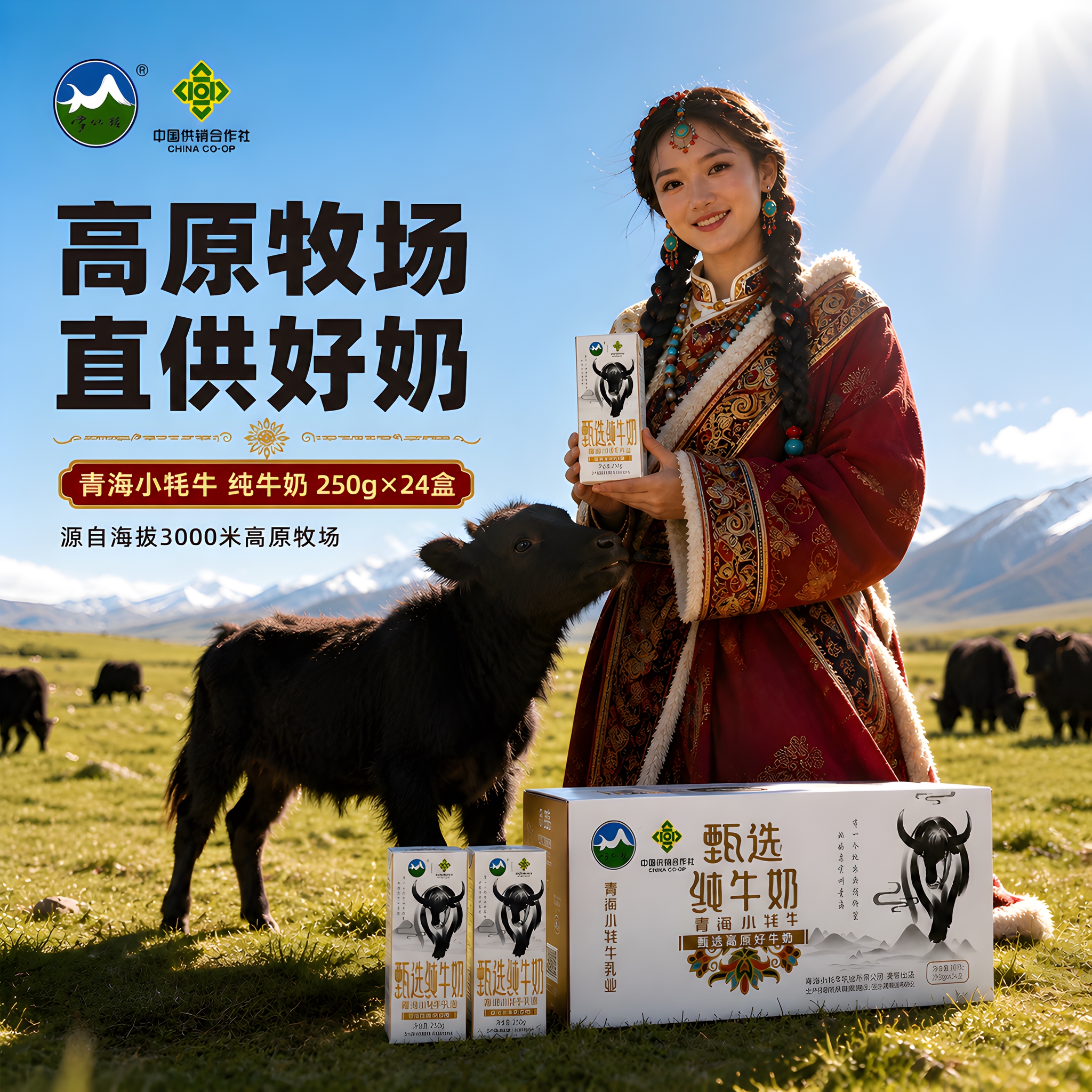 参考图中藏族卓玛少女的形象、服饰和高原牧场场景风格，生成一张新… - 图片创意预览