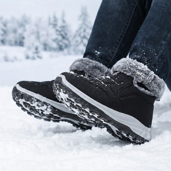 中年男子上脚图，雪地预览效果