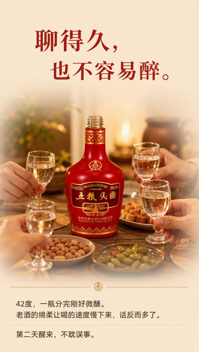 [商品] 使用【图3】五粮头曲醇品红金酒瓶，保留瓶身所有文字与… - 图片创意预览