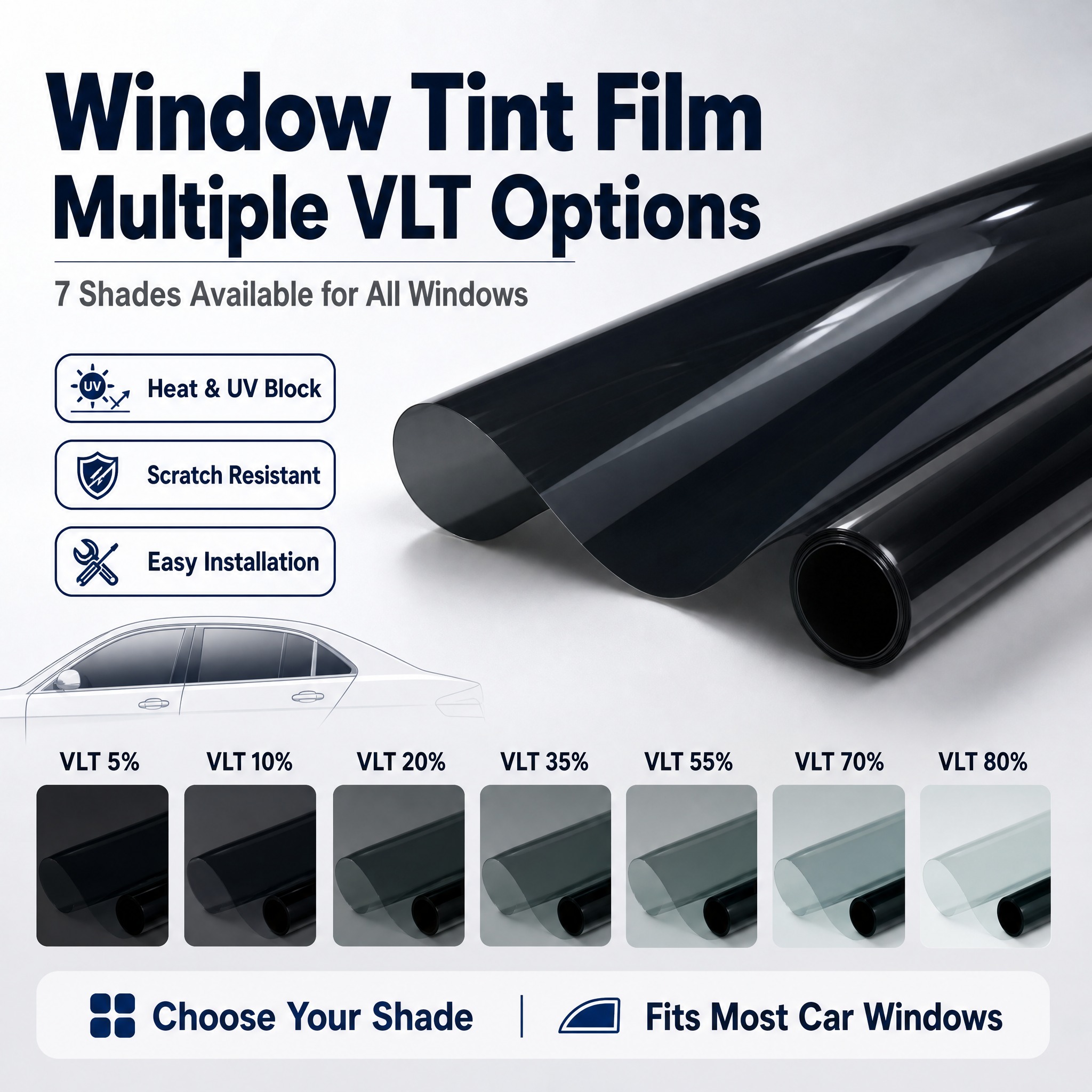 [单张主图] 车窗贴膜（Window Tint Film）亚马… - 图片创意预览