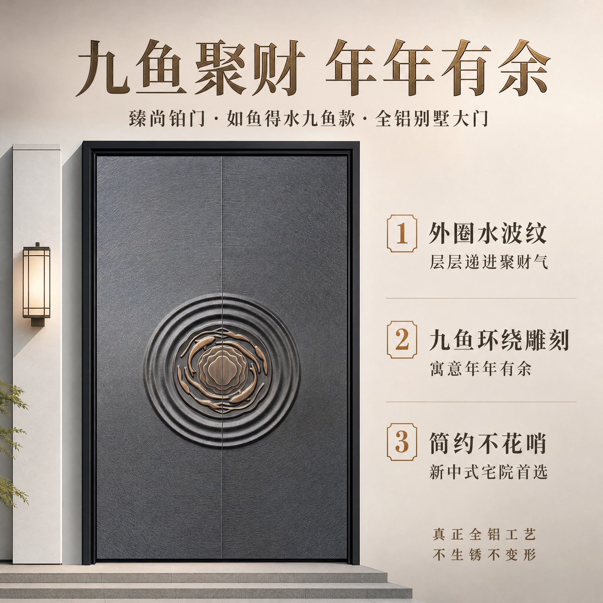 [主图-2] 臻尚铂门 如鱼得水九鱼款全铝别墅大门 核心亮点… - 图片创意预览