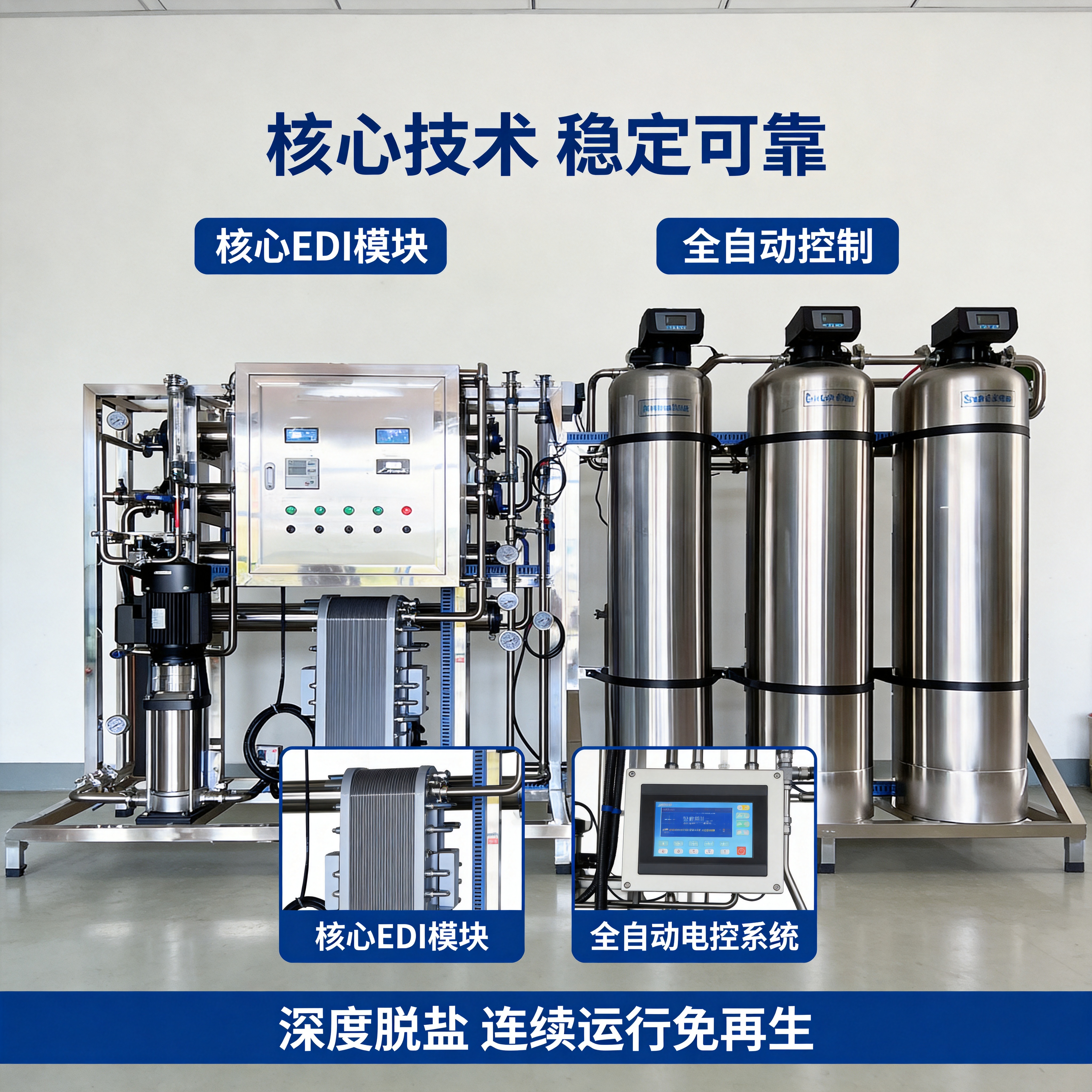 [主图-2] EDI电去离子设备核心卖点展示，工业风技术解析页… - 图片创意预览