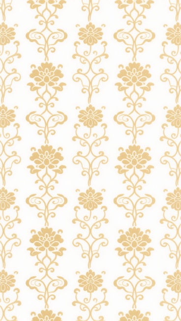 传统中式纹样，金色线条勾勒，以卷曲藤蔓、对称花卉为核心元素，整体呈竖列重复排列的无缝图案，线条流畅细腻，花纹疏密有致，背景为纯白色，风格典雅庄重，具有古典装饰美感，变换样式为融入云纹和如意纹元素，保持金色与白色的经典配色及对称式构图。预览效果