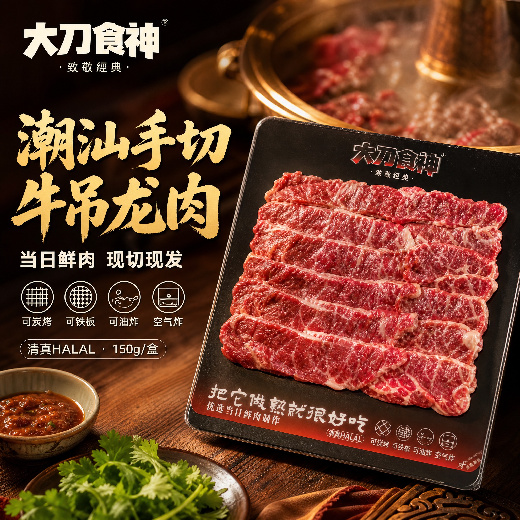 [主图-1] 首图点击率主图，突出潮汕手切牛吊龙肉的食欲感与新… - 图片创意预览