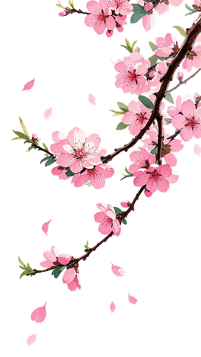无损分辨率放大，画面降噪去雾，增强桃花细节，保留原构图和粉色桃花树枝花瓣的内容