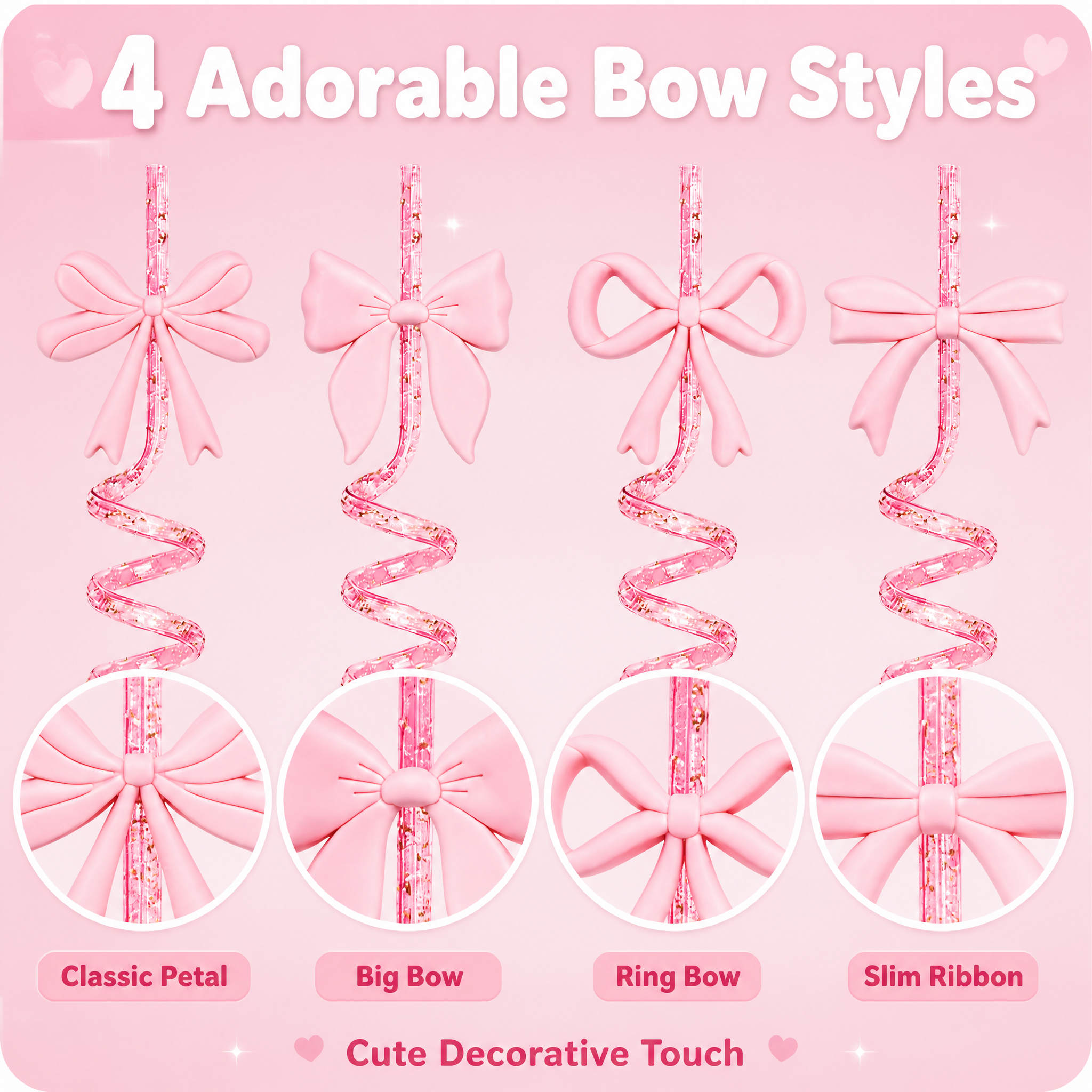 [主图-7] Pink Bow Glitter Curly S… - 图片创意预览