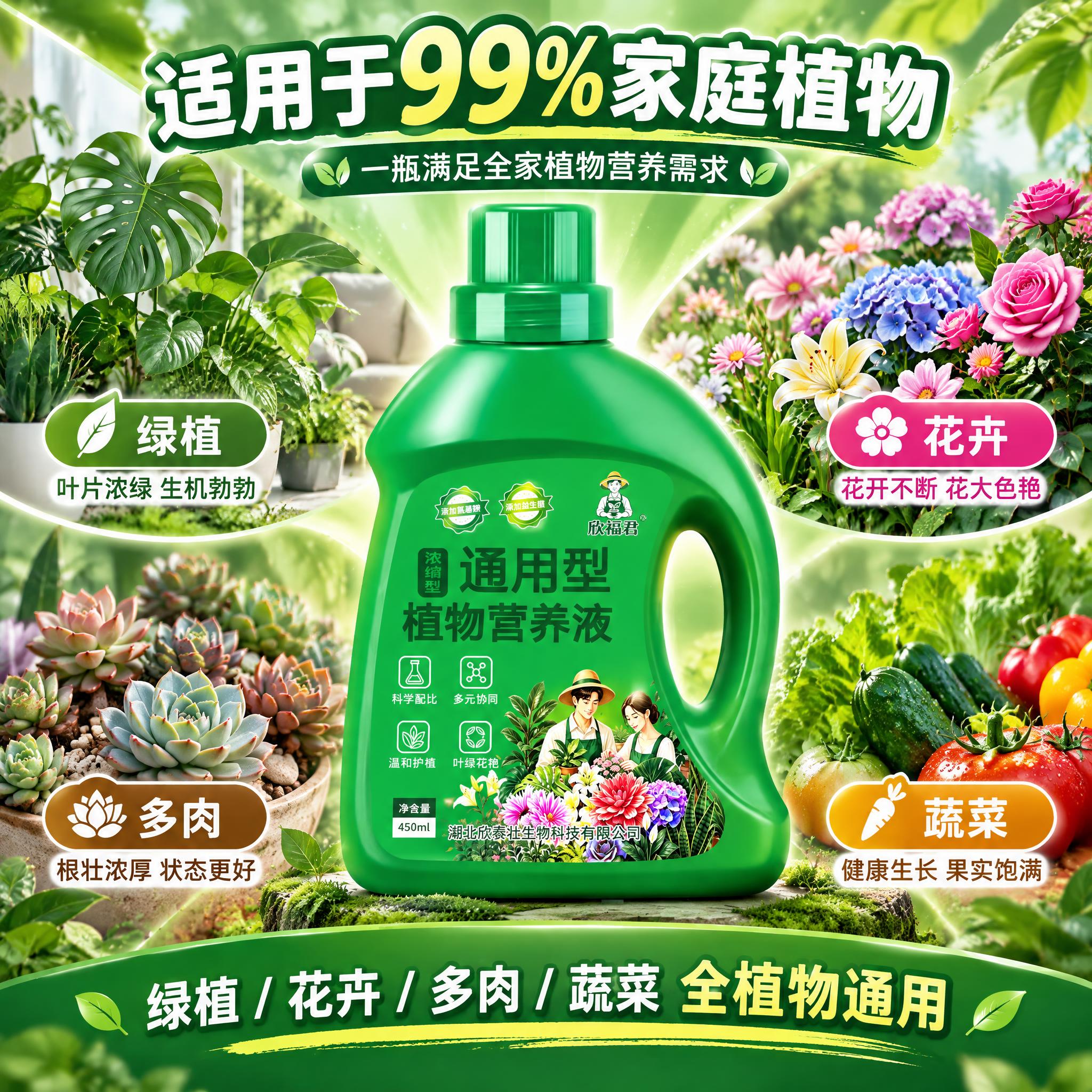 淘宝天猫1:1电商主图，通用型植物营养液，多场景适用展示，画面… - 图片创意预览
