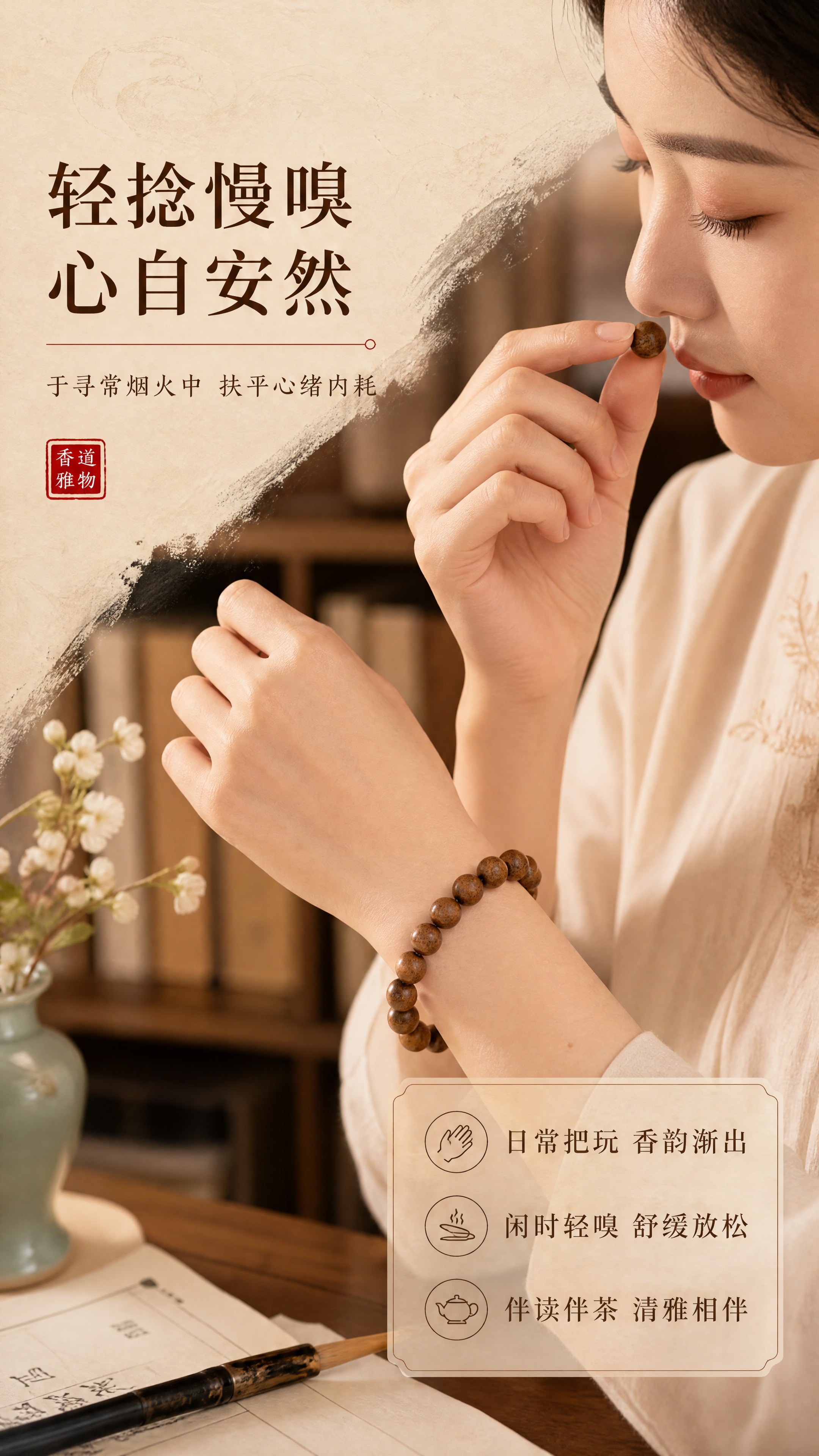 [商品] 使用【图1】棕色圆珠香珠手串；保留珠串结构、棕褐色香… - 图片创意预览