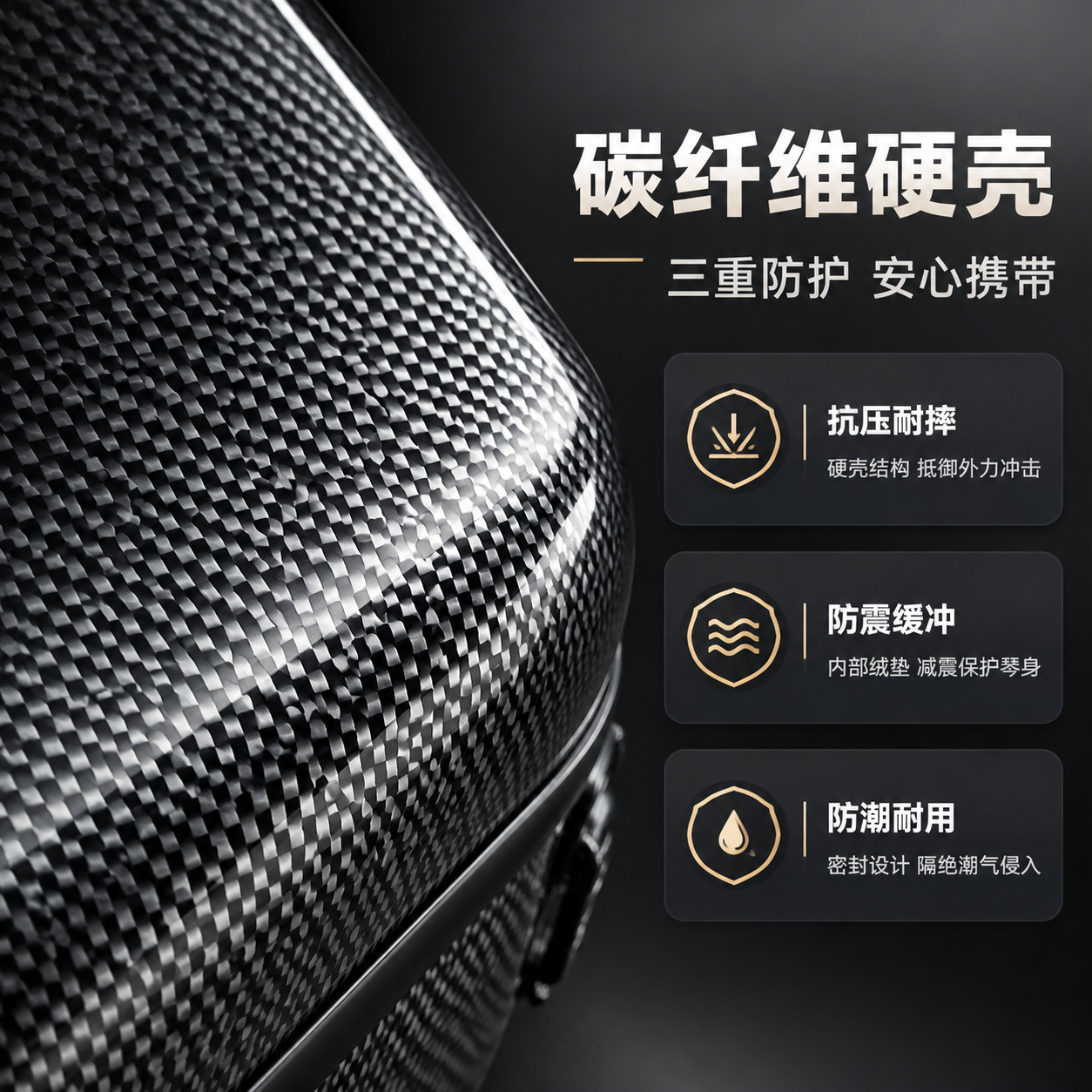 [商品] 使用【图1】深灰碳纤维纹中提琴盒表面纹理特写部分；保… - 图片创意预览